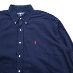 Ralph Lauren 90年代 ヴィンテージ  BLAKE 長袖シャツ XL ネイビー ボタンダウン スモールポニー ロゴ 刺繍 ビッグサイズ