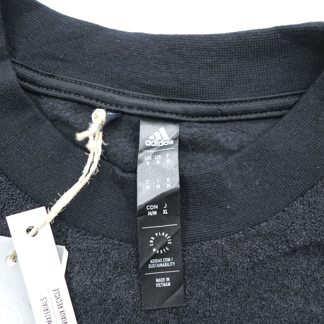 adidas パイル地 クルーネック スウェット トレーナー M ブラック CORE CREW 未使用品 HN4551