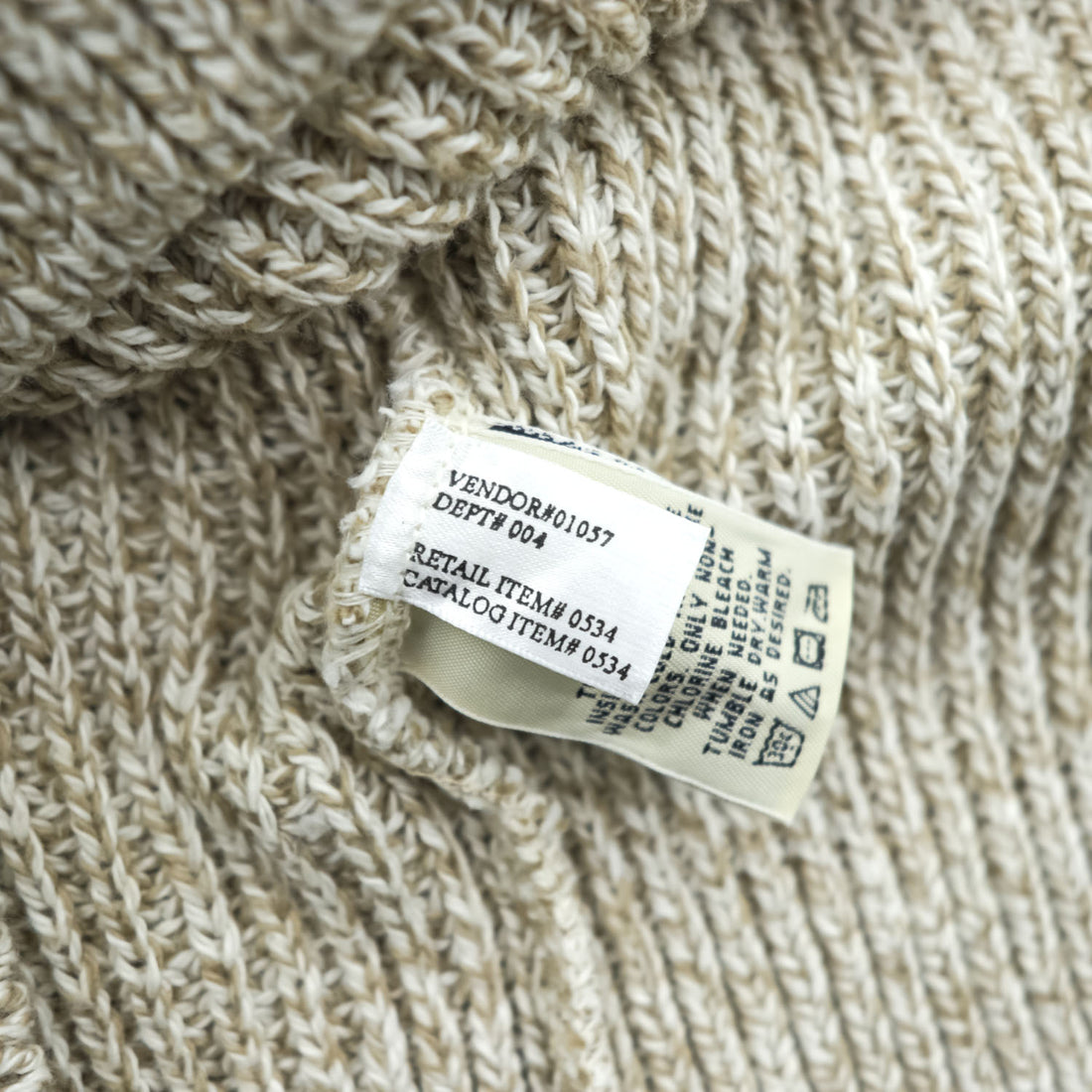 Eddie Bauer 90年代 USA製 ヴィンテージ Vネック コットンニット ベスト L ベージュ リブ編み