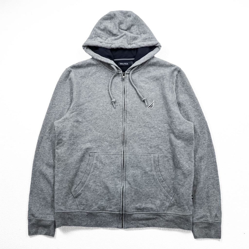 NAUTICA ジップパーカー L グレー コットン フロントポケット K83070
