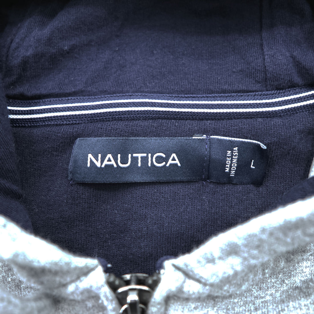 NAUTICA ジップパーカー L グレー コットン フロントポケット K83070