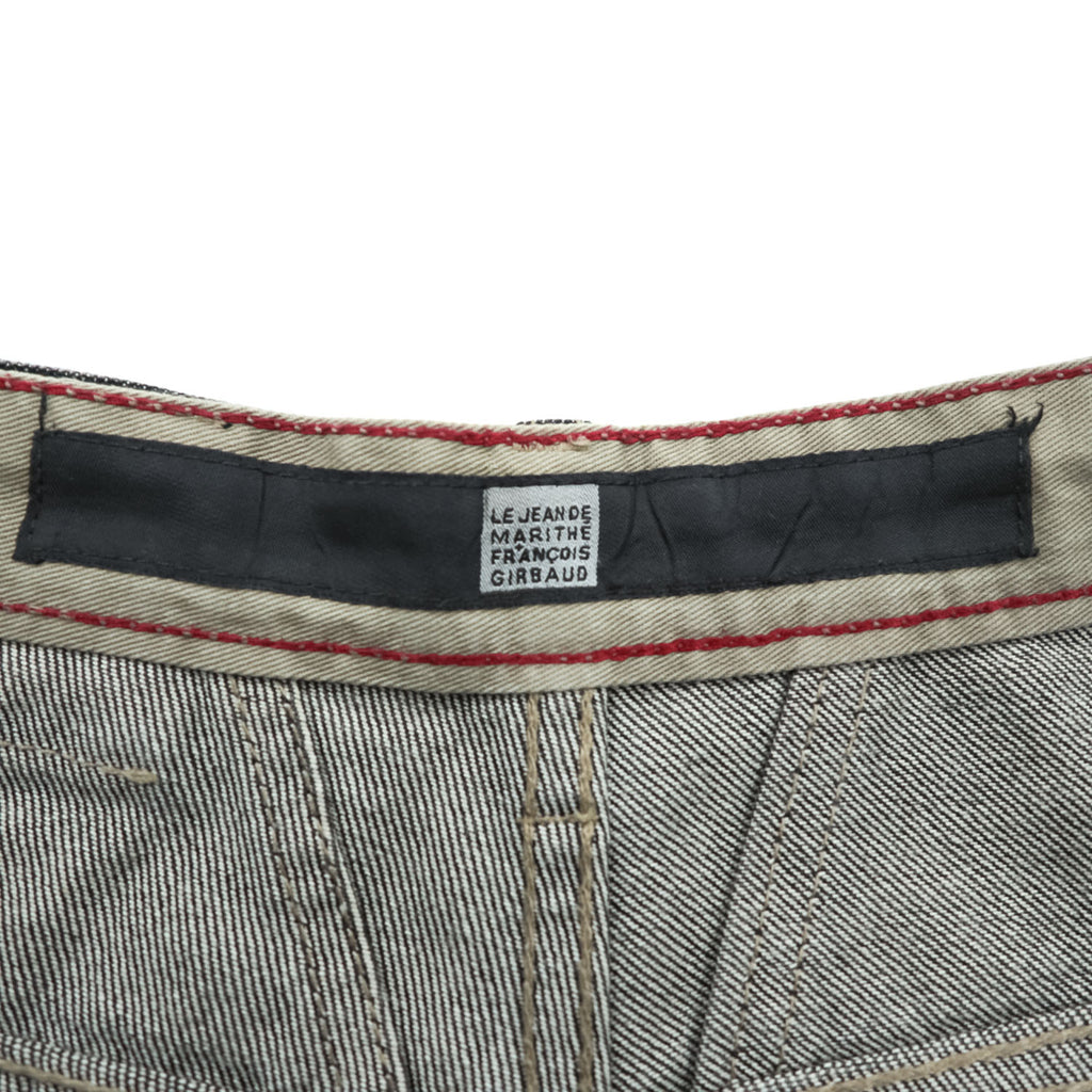 Marithe Francois Girbaud Wide Leg Denim Jeans Dark Indigo Contrast Stitch 32M Baggy
