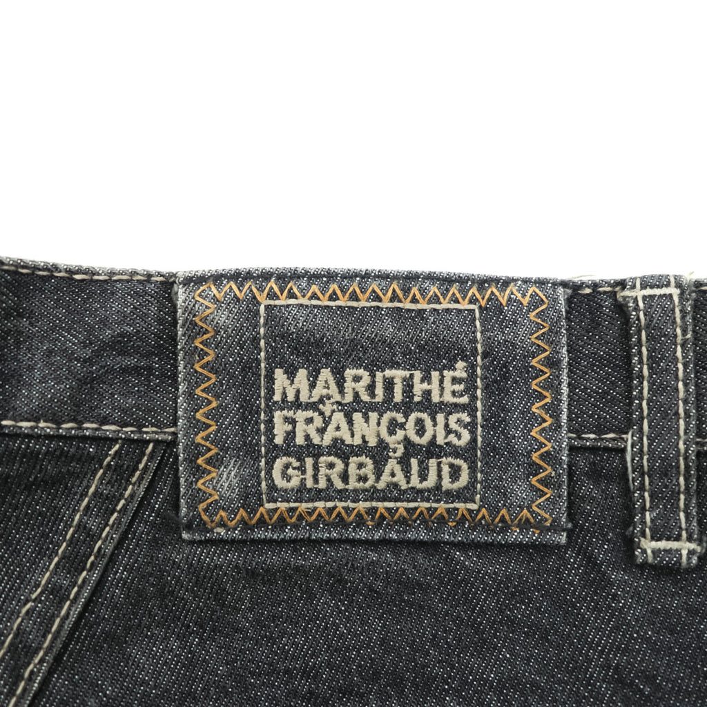 Marithe Francois Girbaud Wide Leg Denim Jeans Dark Indigo Contrast Stitch 32M Baggy