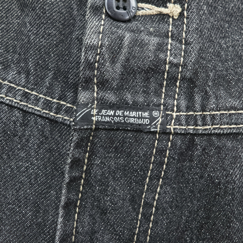 Marithe Francois Girbaud Wide Leg Denim Jeans Dark Indigo Contrast Stitch 32M Baggy