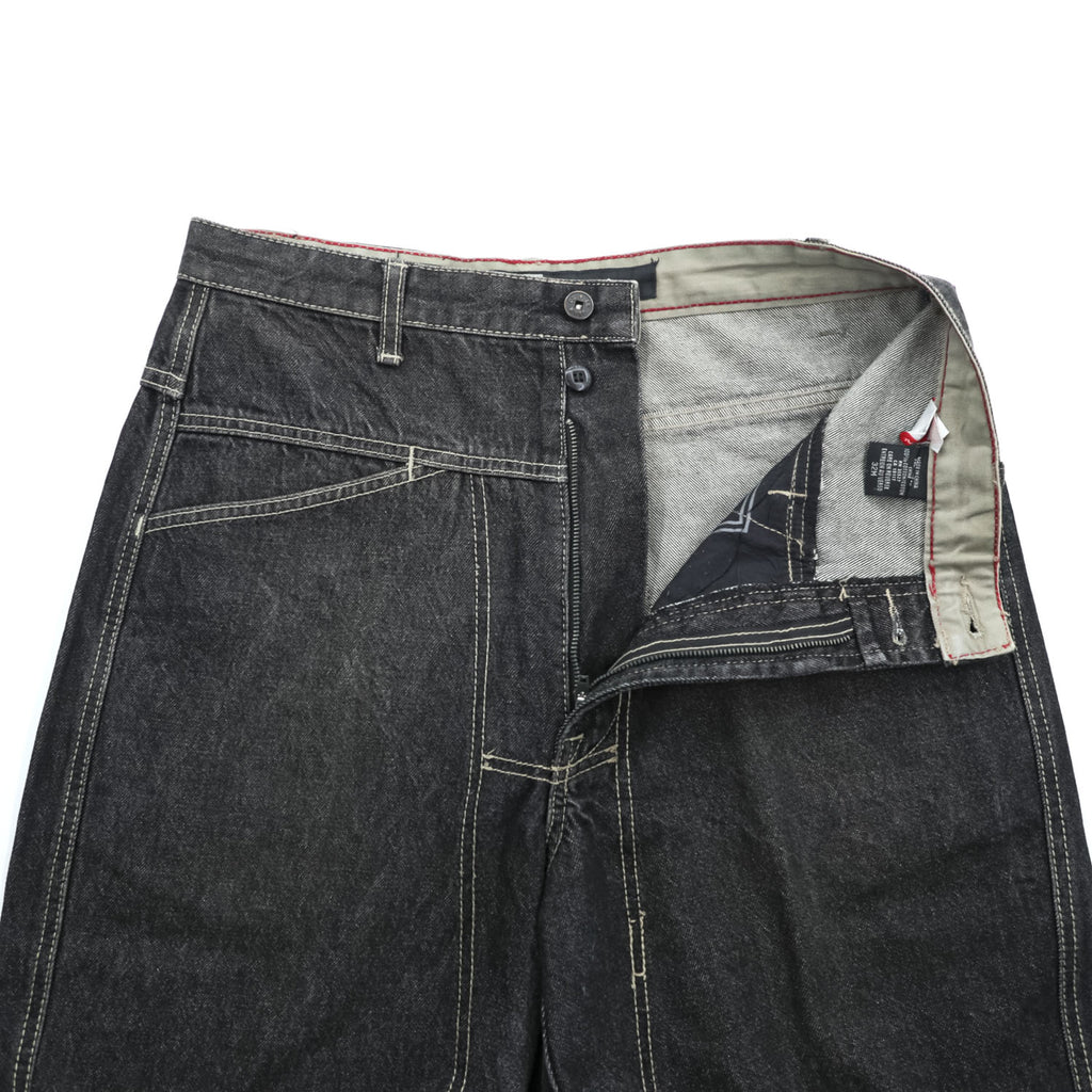 Marithe Francois Girbaud Wide Leg Denim Jeans Dark Indigo Contrast Stitch 32M Baggy