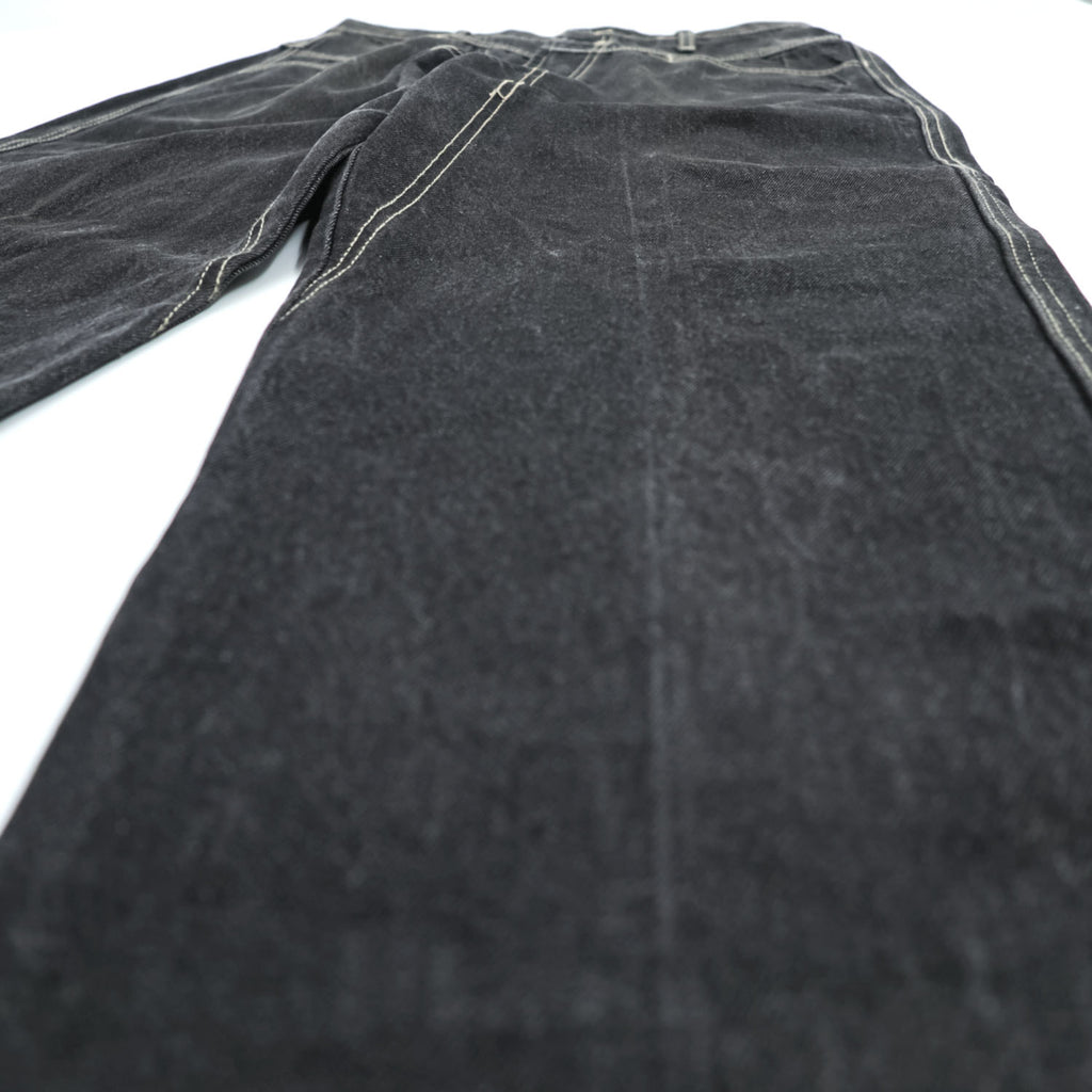 Marithe Francois Girbaud Wide Leg Denim Jeans Dark Indigo Contrast Stitch 32M Baggy