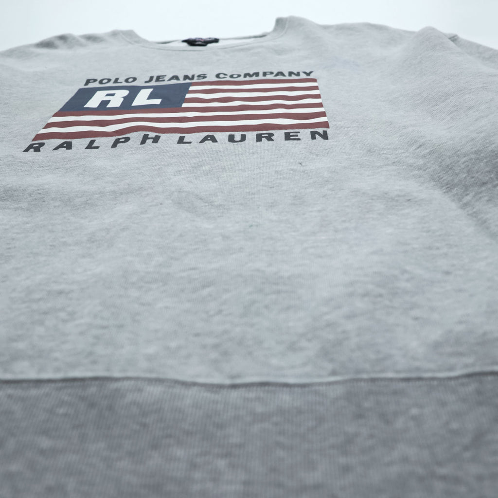 Polo Ralph Lauren 90年代 ヴィンテージ 星条旗 プリント スウェット トレーナー L グレー POLO JEANS CO.