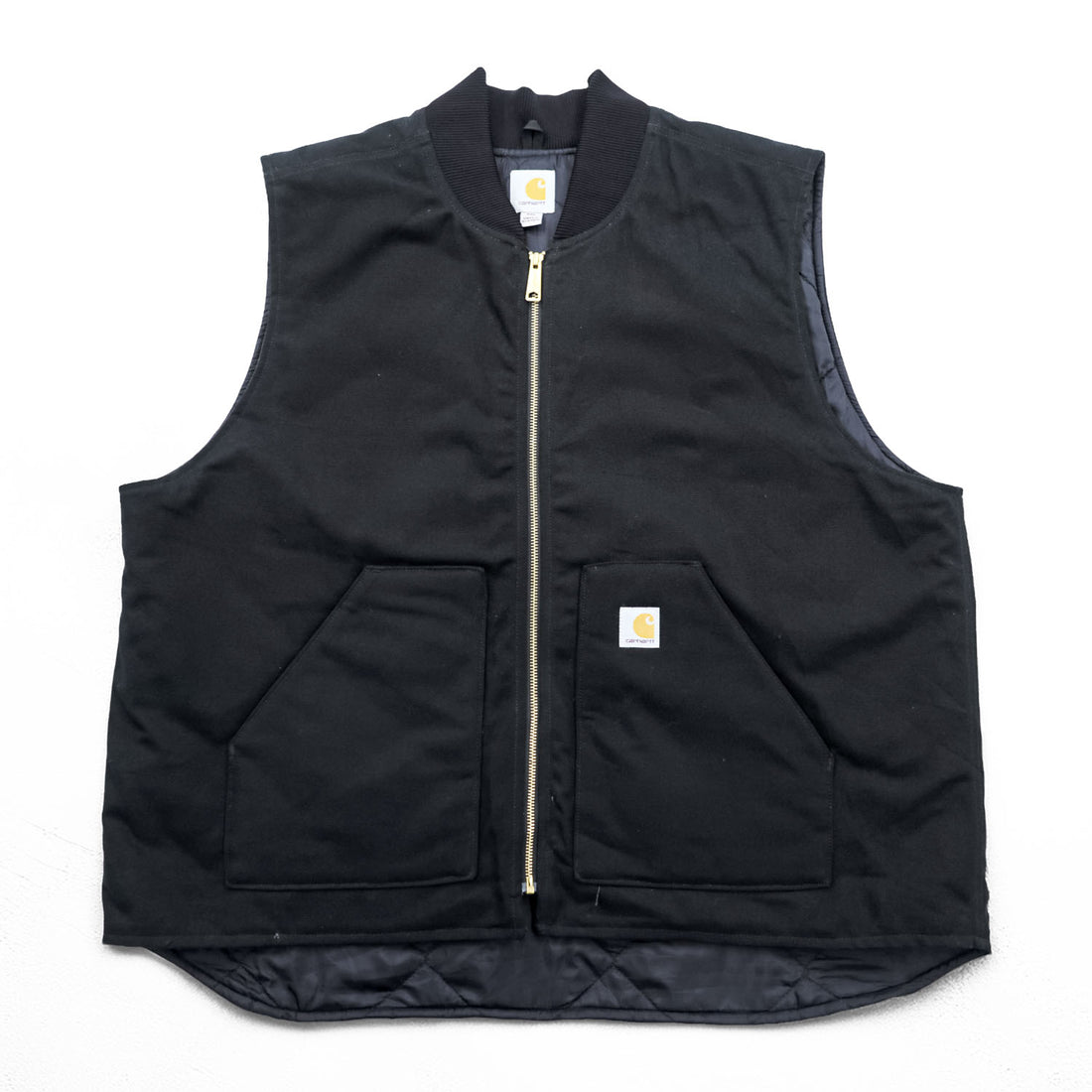 carhartt ダック 中綿 ワークベスト 2XL ブラック キルティング ジップアップ V01 ビッグサイズ