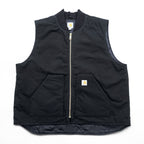 Carhartt V01 BLK Duck Vest Black Quilted Insulated Rib Collar Full Zip 2XL Regular
