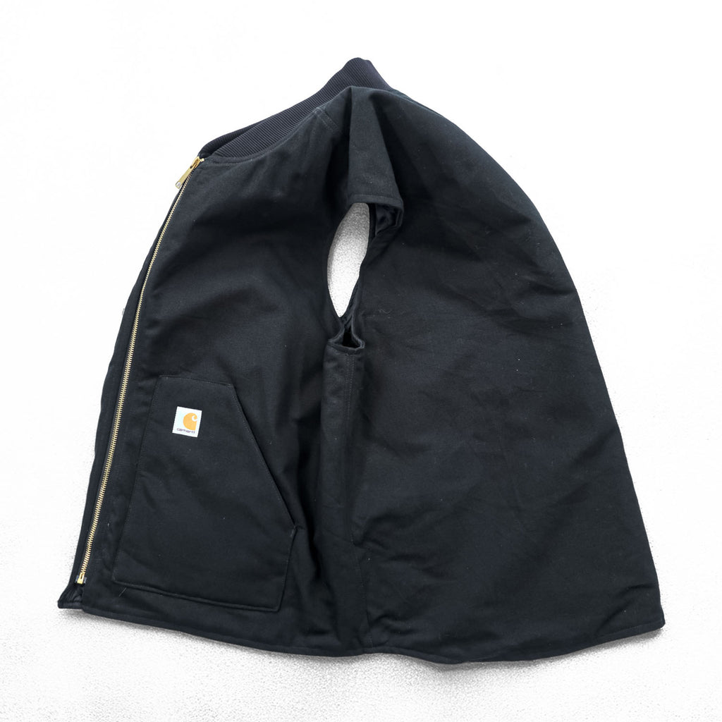 Carhartt V01 BLK Duck Vest Black Quilted Insulated Rib Collar Full Zip 2XL Regular