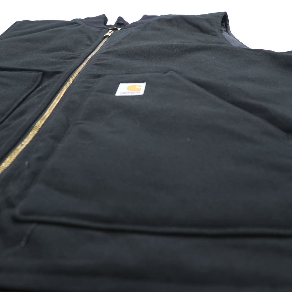Carhartt V01 BLK Duck Vest Black Quilted Insulated Rib Collar Full Zip 2XL Regular