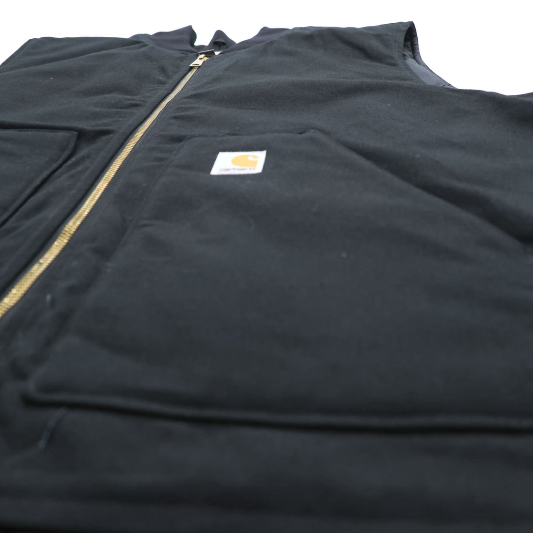 Carhartt V01 BLK Duck Vest Black Quilted Insulated Rib Collar Full Zip 2XL Regular