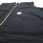 Carhartt V01 BLK Duck Vest Black Quilted Insulated Rib Collar Full Zip 2XL Regular