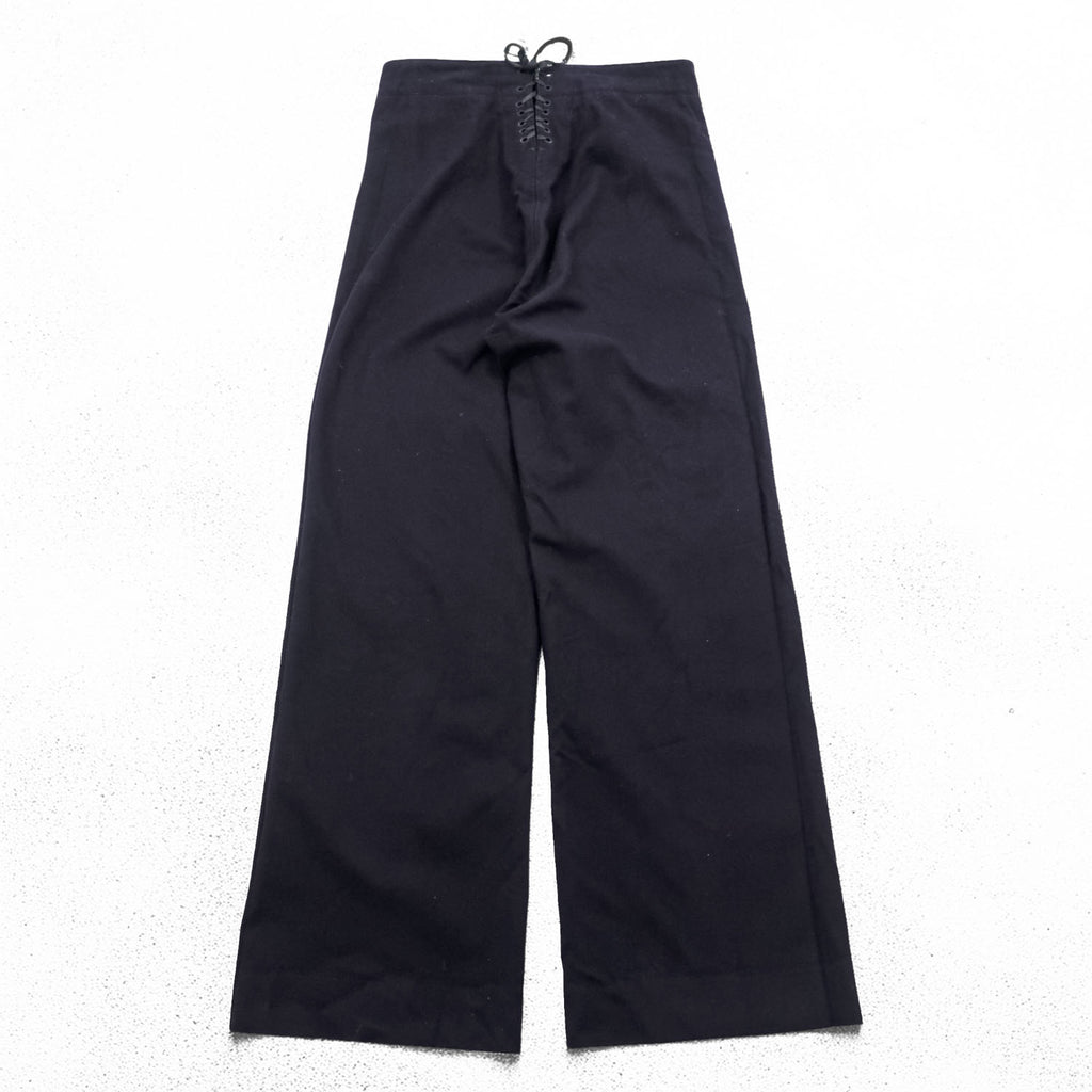 40年代 US NAVY 米軍 ヴィンテージ NAVAL CLOTHING FACTORY 13ボタン セーラーパンツ M ネイビー メルトンウール ワイド フレア SERVALジップ ステンシル