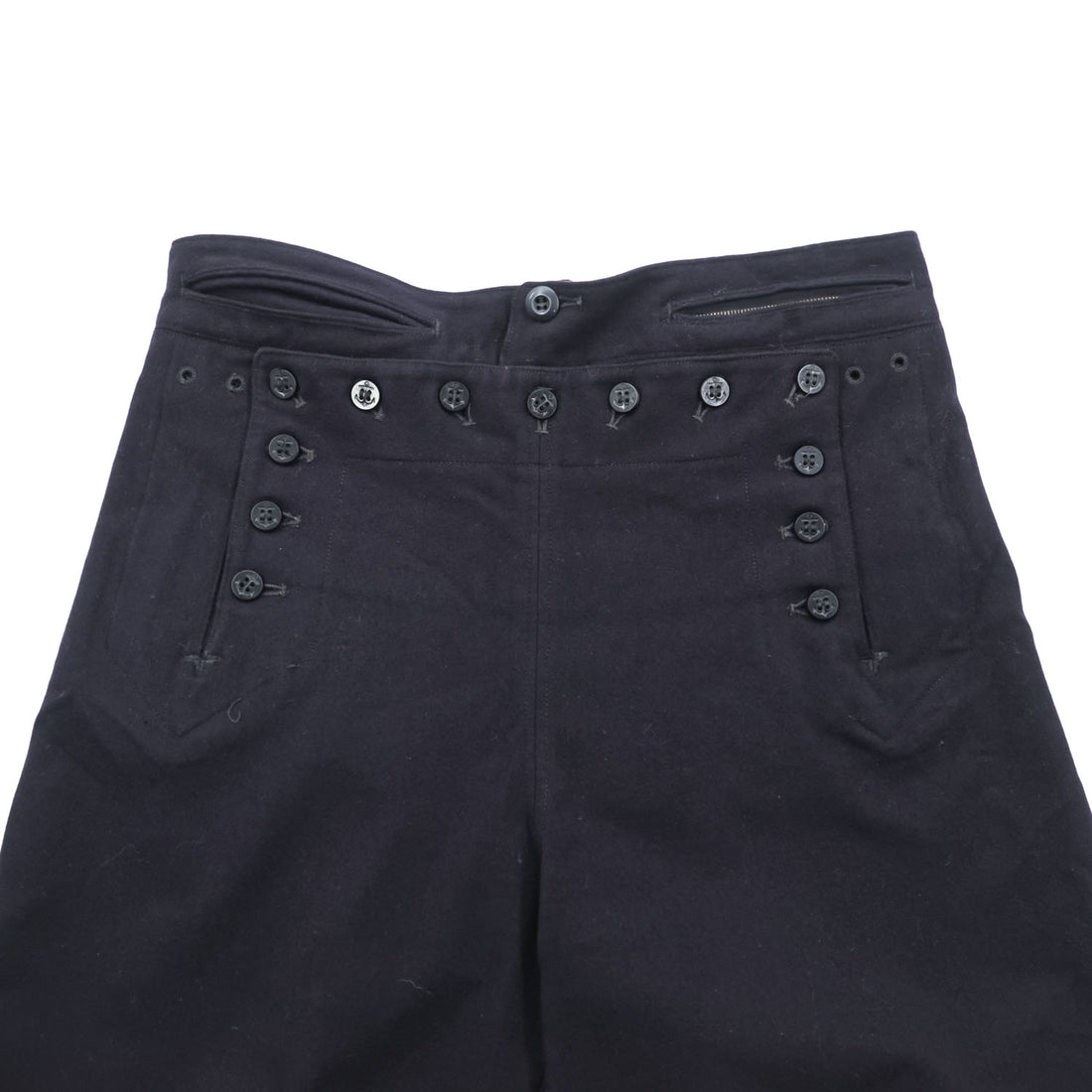 40年代 US NAVY 米軍 ヴィンテージ NAVAL CLOTHING FACTORY 13ボタン セーラーパンツ M ネイビー メルトンウール ワイド フレア SERVALジップ ステンシル