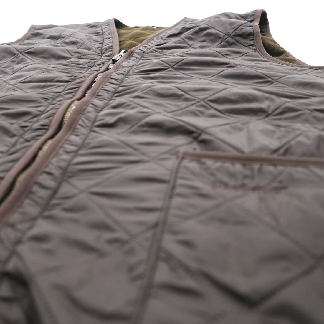 Barbour リバーシブル キルティングベスト フリースライナー XL ブラウン ナイロン MLI0002