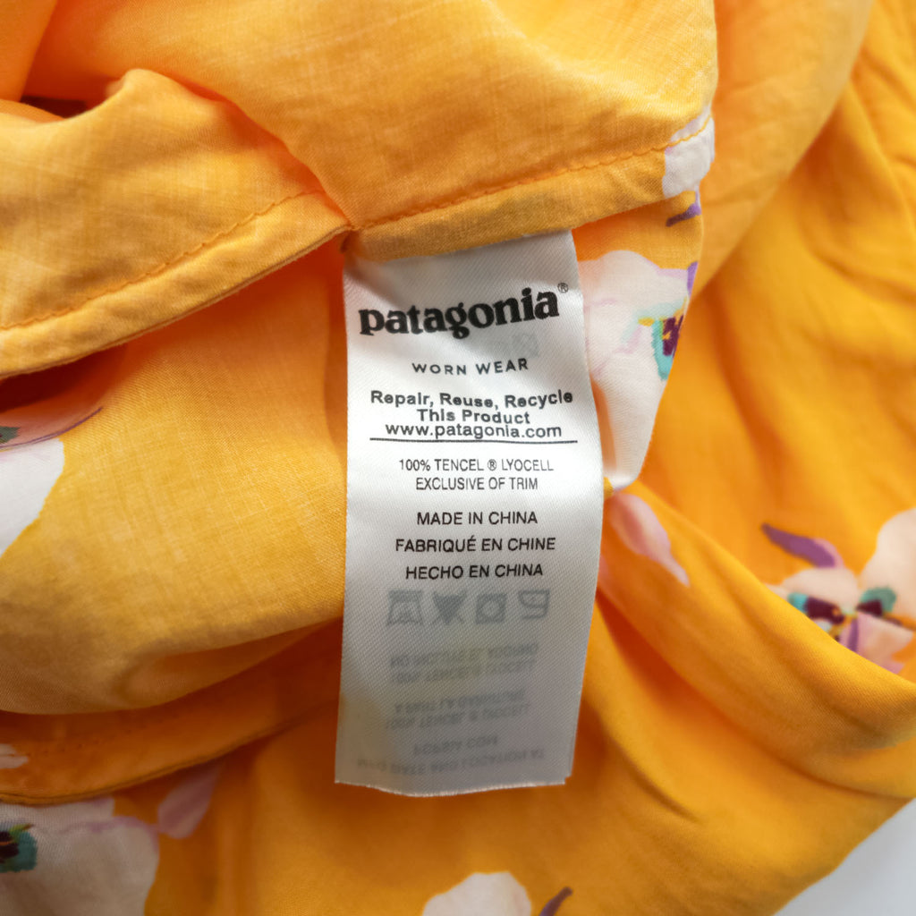 Patagonia June Lake Dress, Size M, Orange, Floral Pattern, 58390