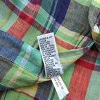 Ralph Lauren 90年代 リネン マドラスチェック 長袖シャツ M イエロー グリーン レッド CUSTOM FIT ボタンダウン スモールポニー ロゴ 刺繍