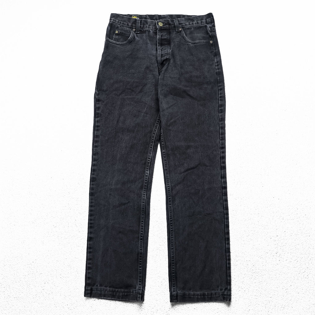 Lee Denim Pants Jeans, Size L, Black, CHICAGO, Button Fly, Leather Patch, USA Model