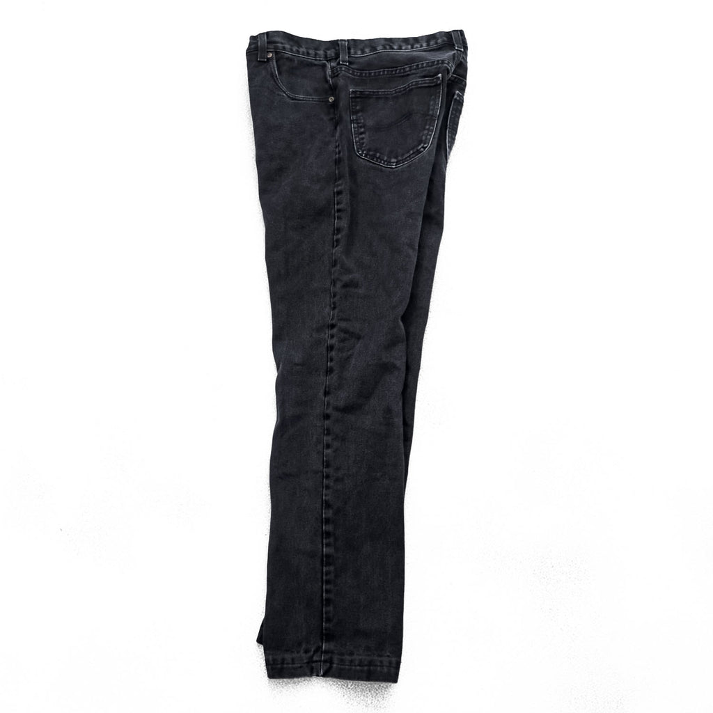 Lee Denim Pants Jeans, Size L, Black, CHICAGO, Button Fly, Leather Patch, USA Model