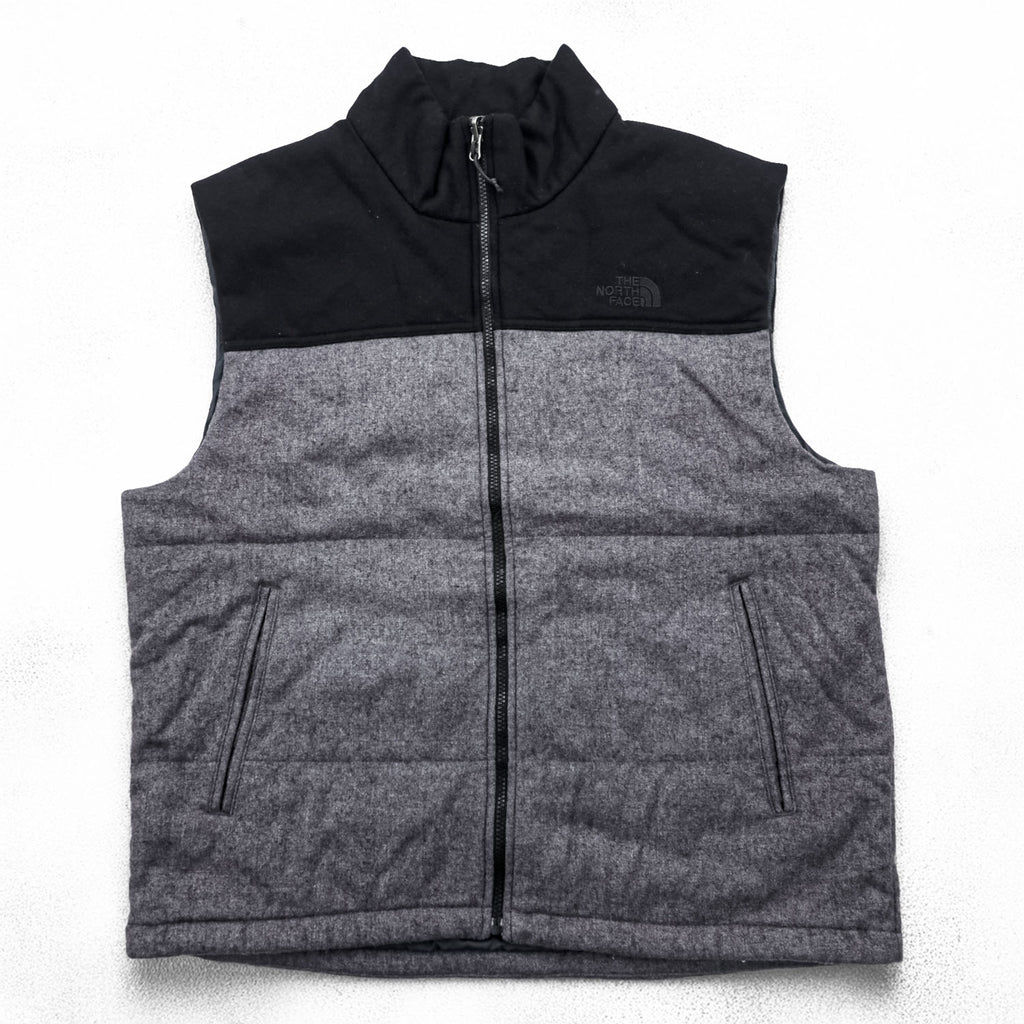 THE NORTH FACE Wool Blend Insulated Puffer Vest XL Gray, Black (A9U7)