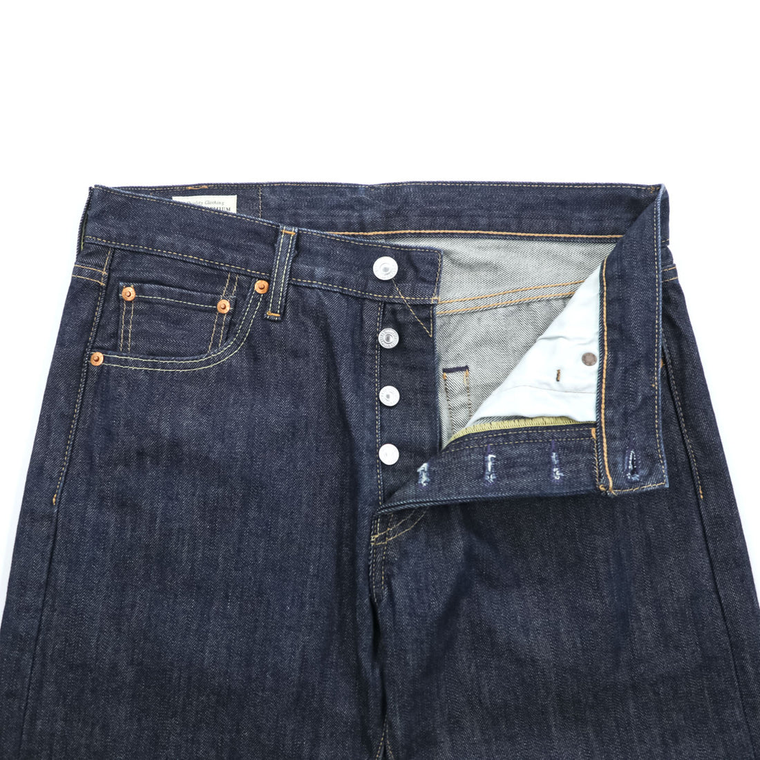 Levi Strauss 501 Rigid Denim Pants Jeans M Indigo Blue Big E Button Fly Leather Patch Bulgaria Made 00501-0162
