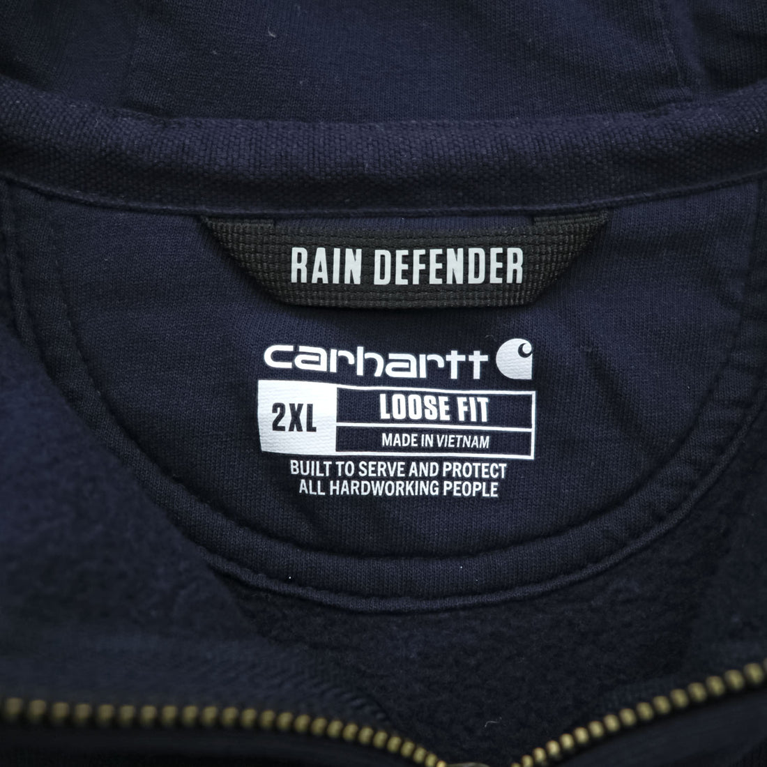 carhartt ルーズフィット ジップパーカー XL ネイビー LOOSE FIT フロントポケット RAIN DEFENDER 企業ロゴ TS0614