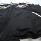 Karakuri Tamashi Reversible Souvenir Jacket, Size L, Satin Rayon, Black/Beige Japanese Embroidery Nishikigoi Carp Crane 283814