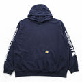 Carhartt Loose Fit Hoodie, Size 2XL, Navy, Sleeve Print, TS0288