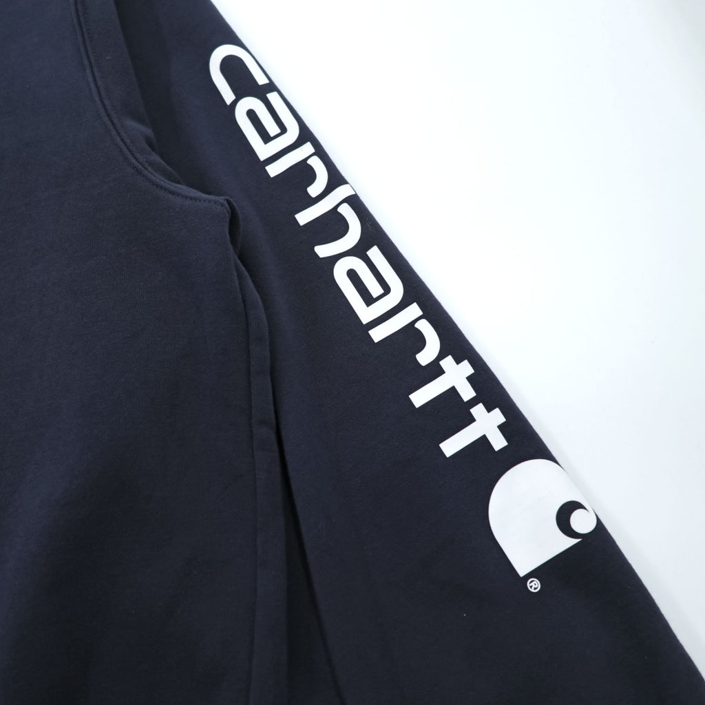 Carhartt Loose Fit Hoodie, Size 2XL, Navy, Sleeve Print, TS0288