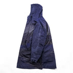 Desigual Mod Parka M Indigo Blue Patterned Drawstring Detachable Liner Landscape Ukiyo-e 23SMEW03