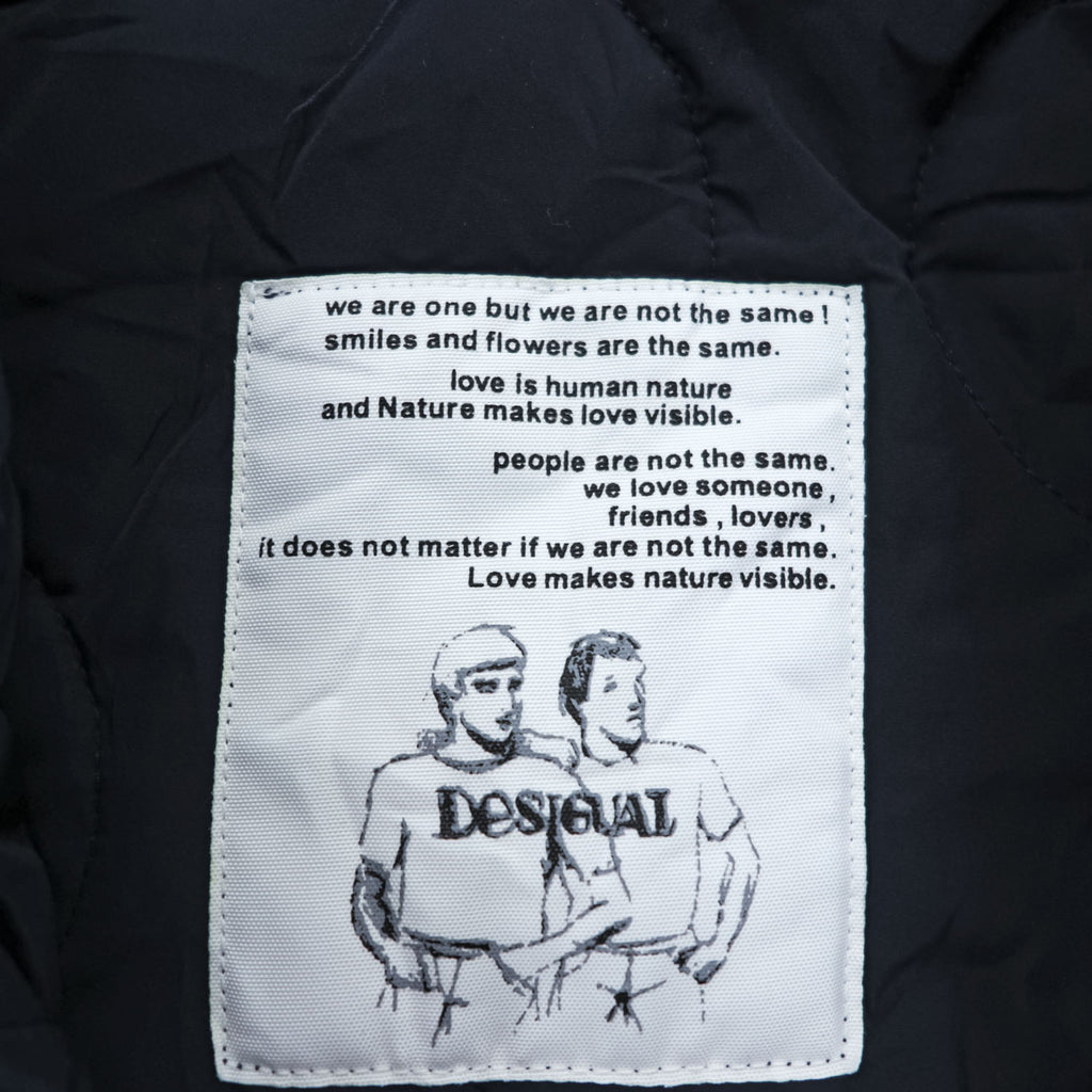 Desigual Mod Parka M Indigo Blue Patterned Drawstring Detachable Liner Landscape Ukiyo-e 23SMEW03