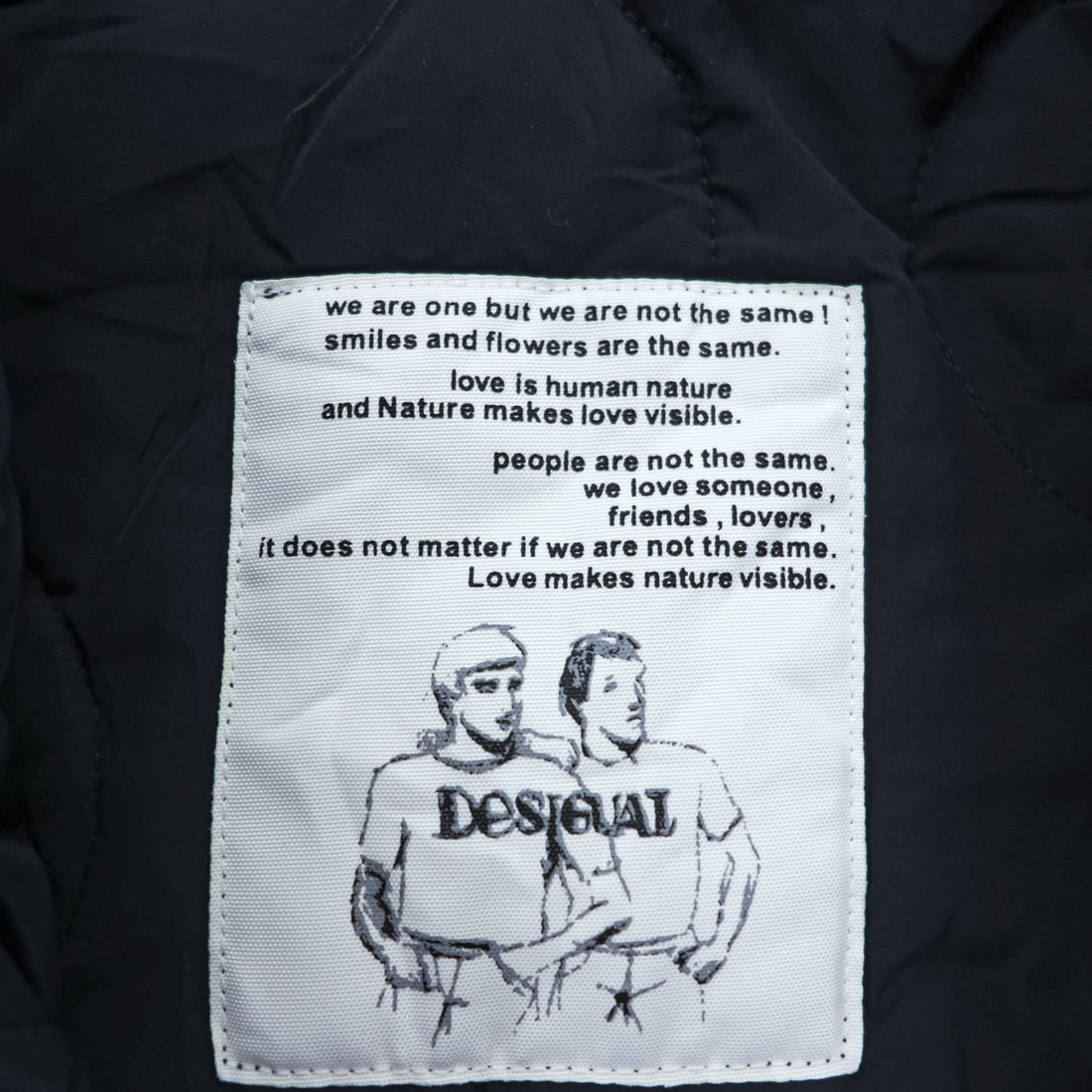 Desigual Mod Parka M Indigo Blue Patterned Drawstring Detachable Liner Landscape Ukiyo-e 23SMEW03