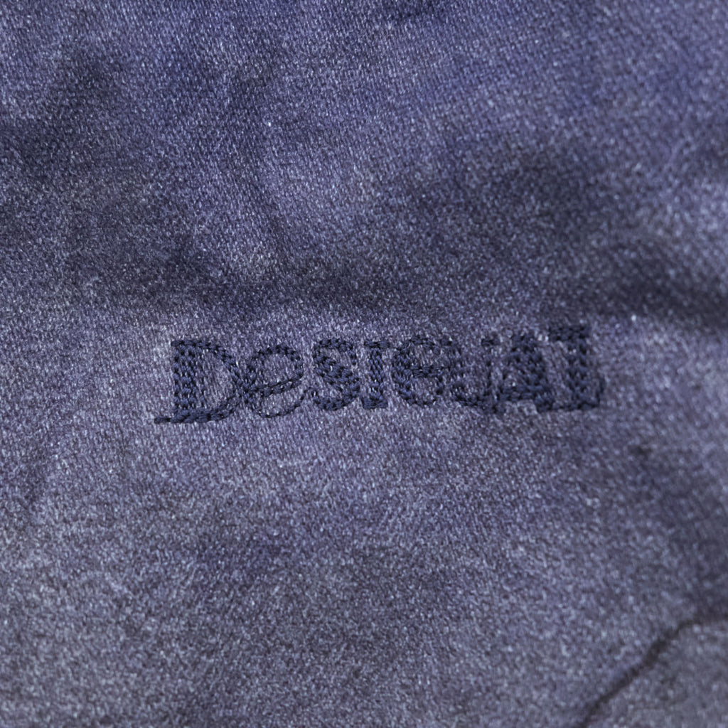 Desigual Mod Parka M Indigo Blue Patterned Drawstring Detachable Liner Landscape Ukiyo-e 23SMEW03