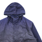 Desigual Mod Parka M Indigo Blue Patterned Drawstring Detachable Liner Landscape Ukiyo-e 23SMEW03