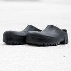 BIRKENSTOCK PU Clog Sandals US9 Black A630 Germany-Made