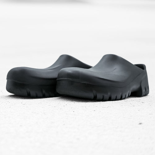 BIRKENSTOCK PU Clog Sandals US9 Black A630 Germany-Made