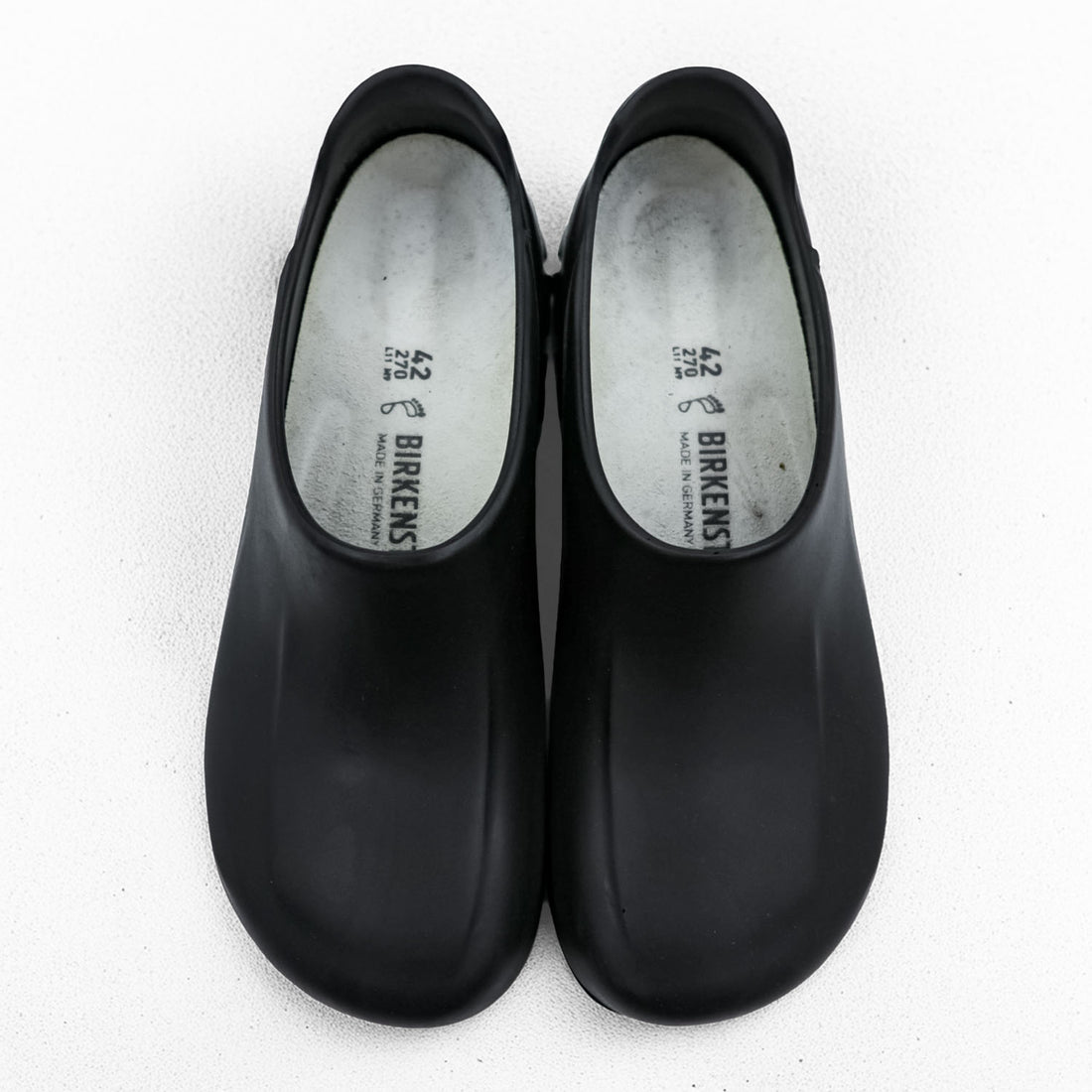 BIRKENSTOCK PU Clog Sandals US9 Black A630 Germany-Made