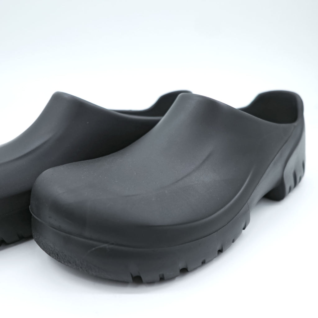 BIRKENSTOCK PU Clog Sandals US9 Black A630 Germany-Made