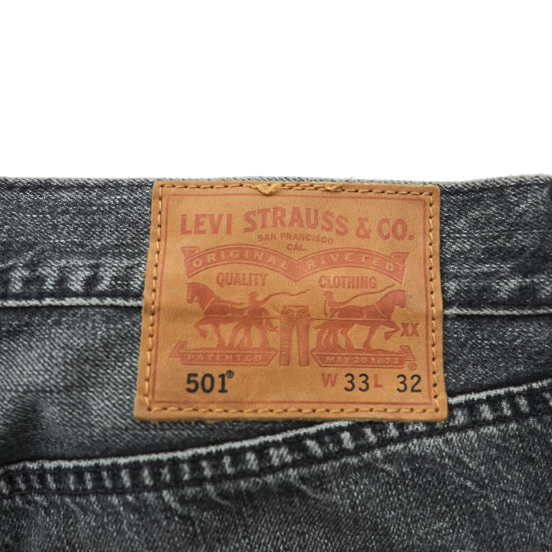 Levi's 501 デニムパンツ ジーンズ M グレー レザーパッチ ボタンフライ 00501 2144
