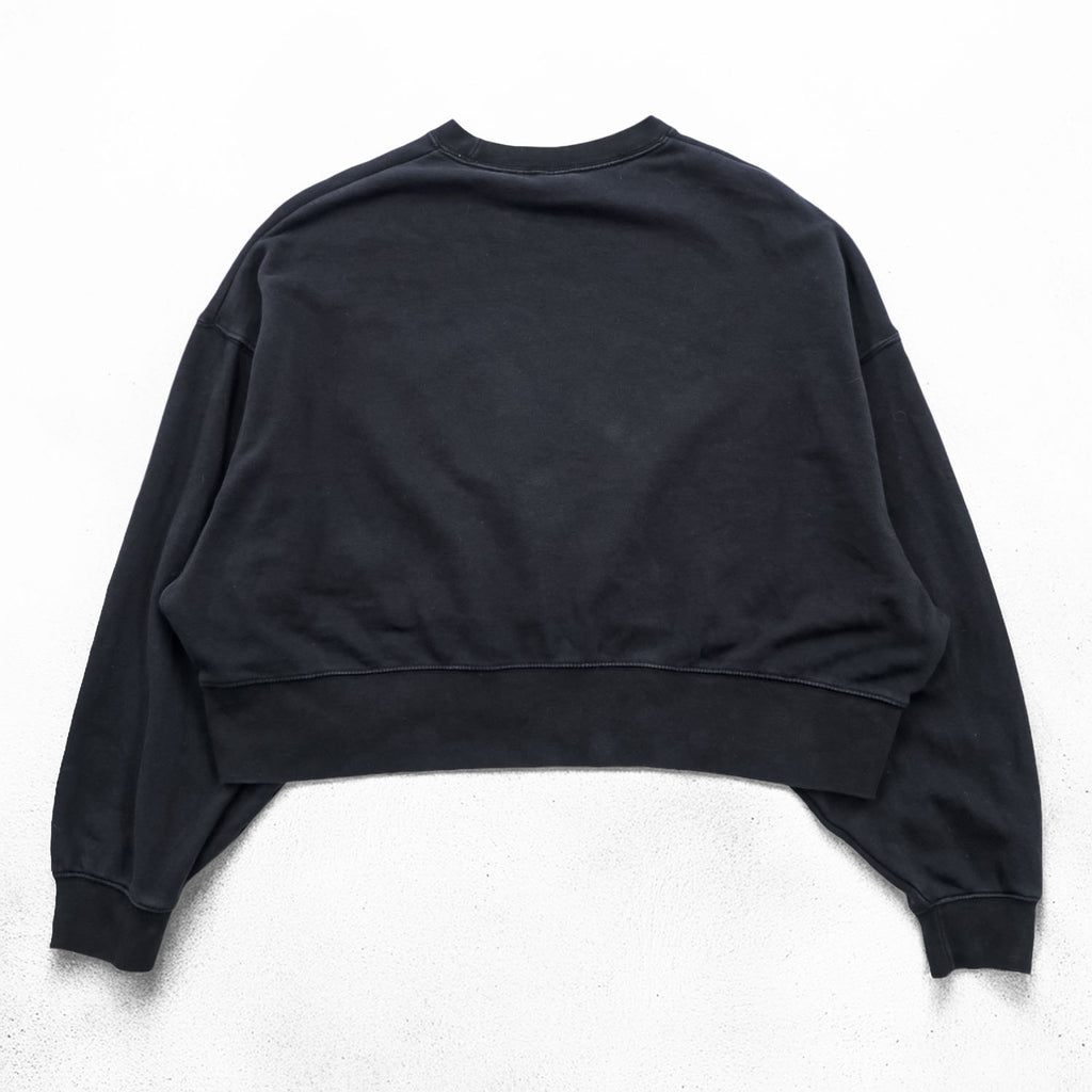 NIKE Oversized Cropped Sweatshirt, Free Size, Black, Center Swoosh, Short Length, Wide Silhouette, DJ7665-010