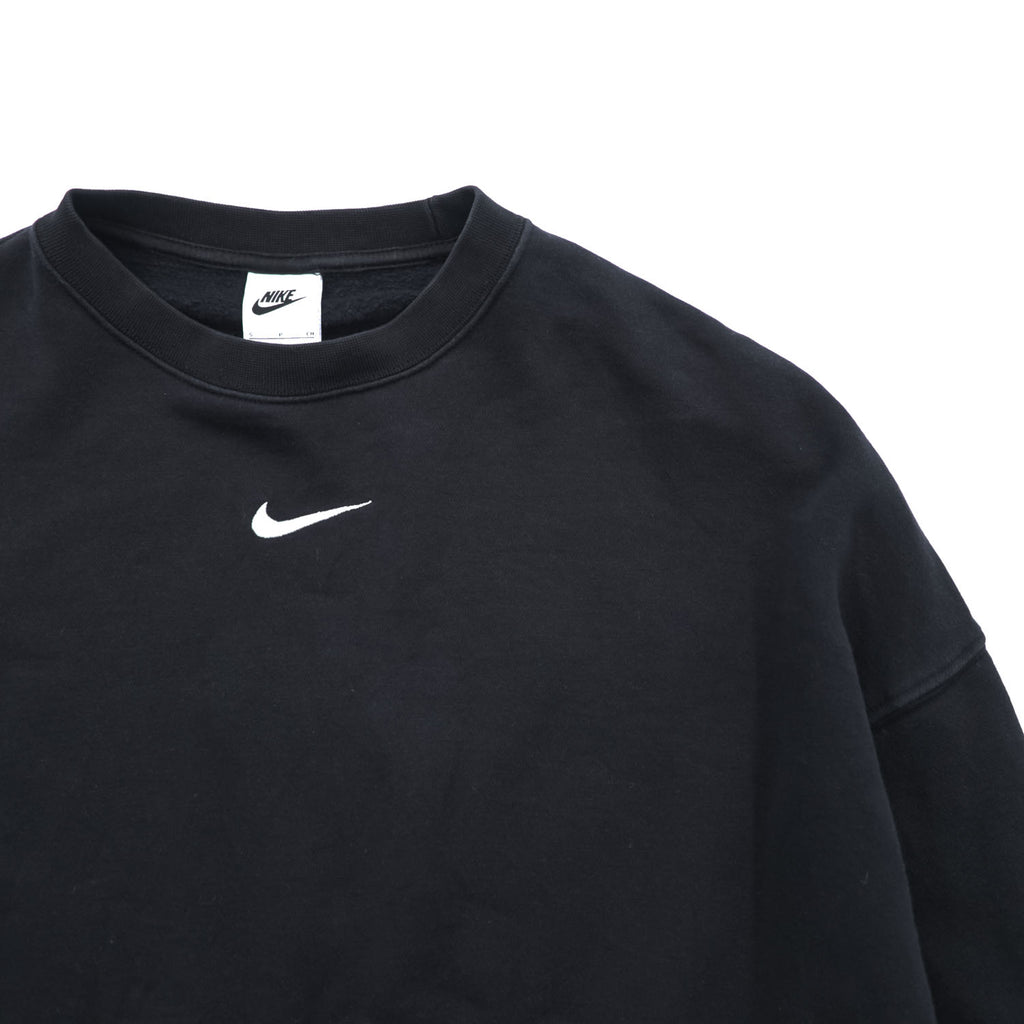 NIKE Oversized Cropped Sweatshirt, Free Size, Black, Center Swoosh, Short Length, Wide Silhouette, DJ7665-010