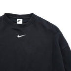 NIKE Oversized Cropped Sweatshirt, Free Size, Black, Center Swoosh, Short Length, Wide Silhouette, DJ7665-010