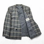 Burberrys Vintage Women’s Plaid Skirt Suit Set Gray Windowpane Double Button Jacket