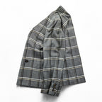Burberrys Vintage Women’s Plaid Skirt Suit Set Gray Windowpane Double Button Jacket