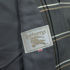 Burberrys Vintage Women’s Plaid Skirt Suit Set Gray Windowpane Double Button Jacket