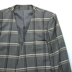 Burberrys Vintage Women’s Plaid Skirt Suit Set Gray Windowpane Double Button Jacket