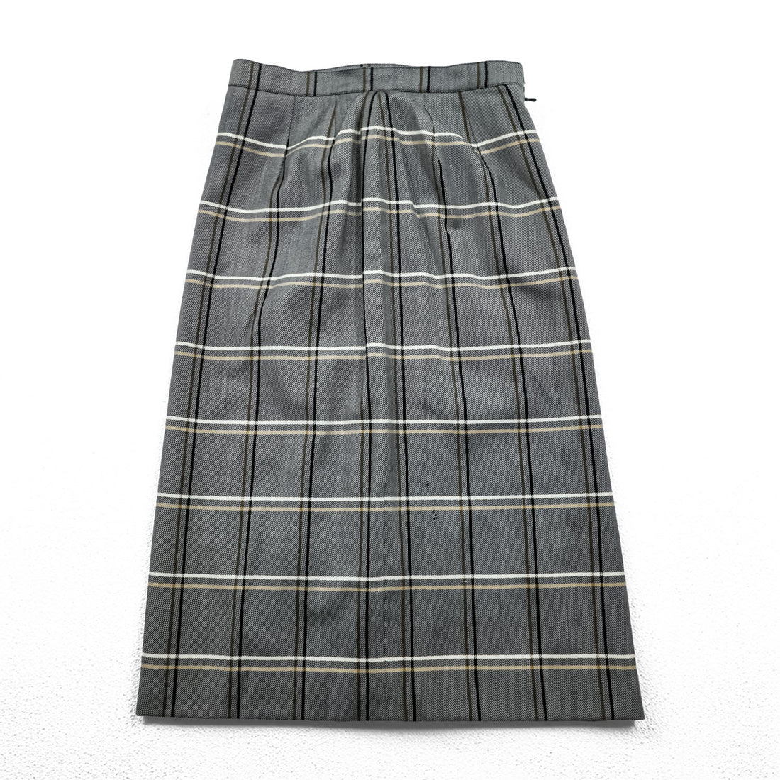Burberrys Vintage Women’s Plaid Skirt Suit Set Gray Windowpane Double Button Jacket