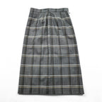 Burberrys Vintage Women’s Plaid Skirt Suit Set Gray Windowpane Double Button Jacket