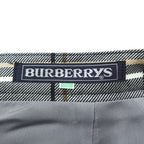 Burberrys Vintage Women’s Plaid Skirt Suit Set Gray Windowpane Double Button Jacket